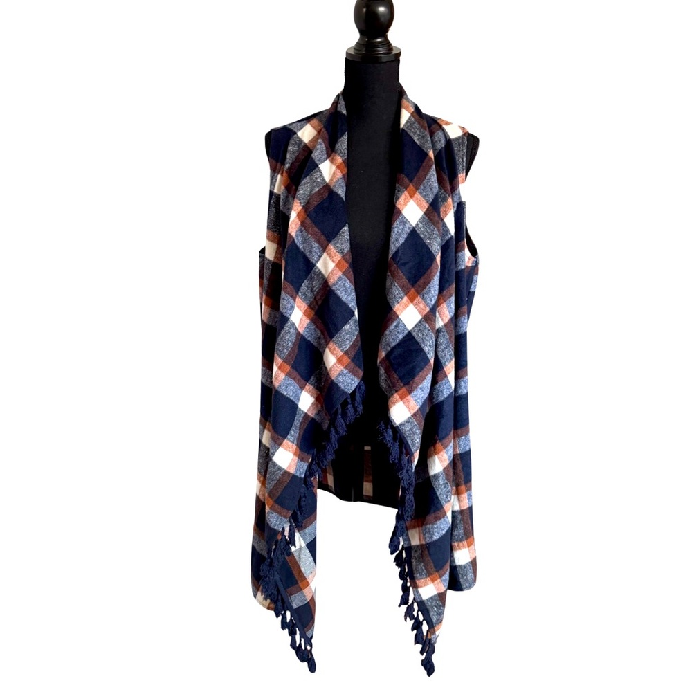 Chic Plaid Sleeveless Vest – NWOT, Size L